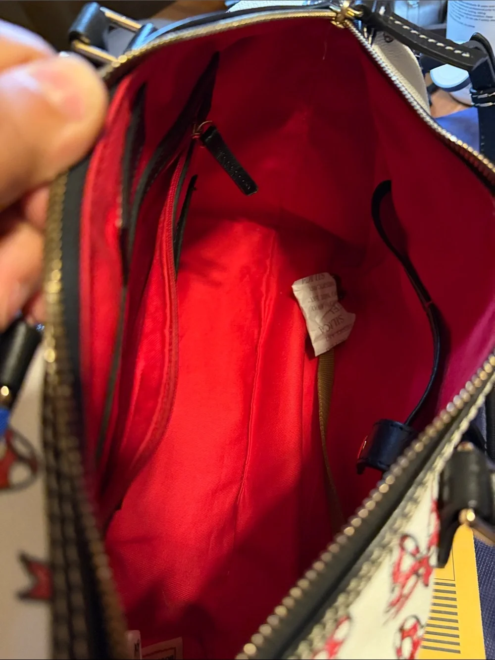 Dooney & Bourke Cream & Red Butterfly Print Leather Satchel Like New! DISNEYLAND